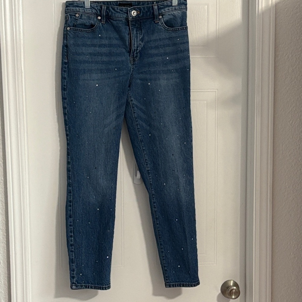 Talbots Dark Wash Skinny Jeans with Subtle Speckle